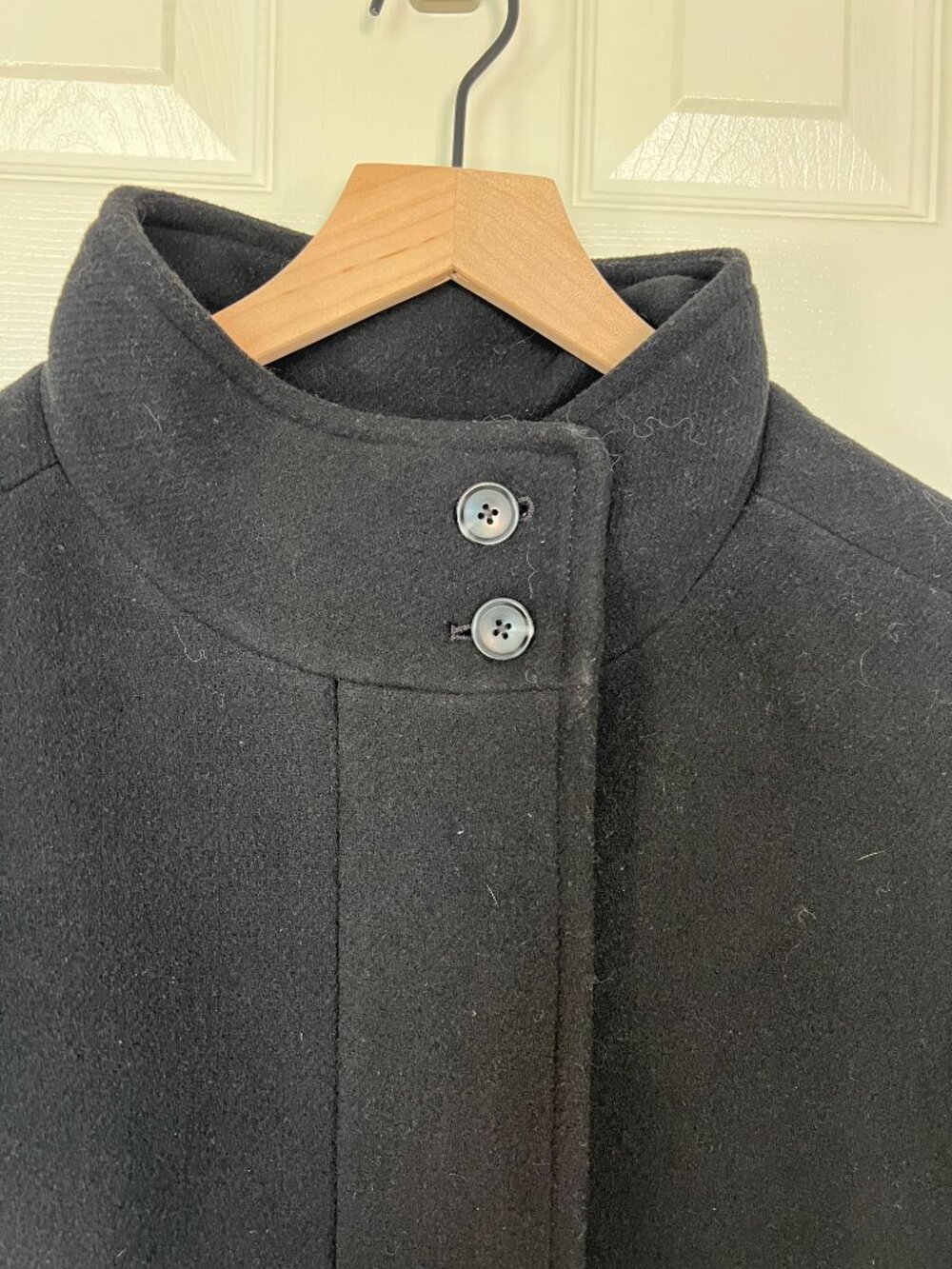 J.Crew Factory Wool Blend High Neck Long Coat with Hidden Zipper Black Size 16 - Picture 3 of 11